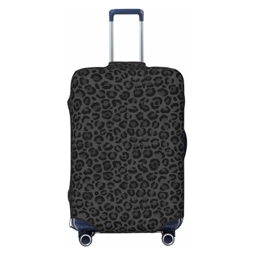 Leopard Print Black Luggage Suitcase Covers (Not Included Suitcase) Elastic Travel Luggage Cover With Zipper Anti-Scratch Travel Suitcase Protective Cover For Kid And Adult L (Fit 25-28 Inch Luggage) - color: Leopard Print Black, size: L (Fit 25-28 Inch L