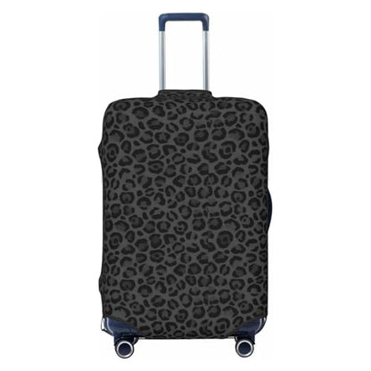 Leopard Print Black Luggage Suitcase Covers (Not Included Suitcase) Elastic Travel Luggage Cover With Zipper Anti-Scratch Travel Suitcase Protective Cover For Kid And Adult L (Fit 25-28 Inch Luggage) - color: Leopard Print Black, size: L (Fit 25-28 Inch L