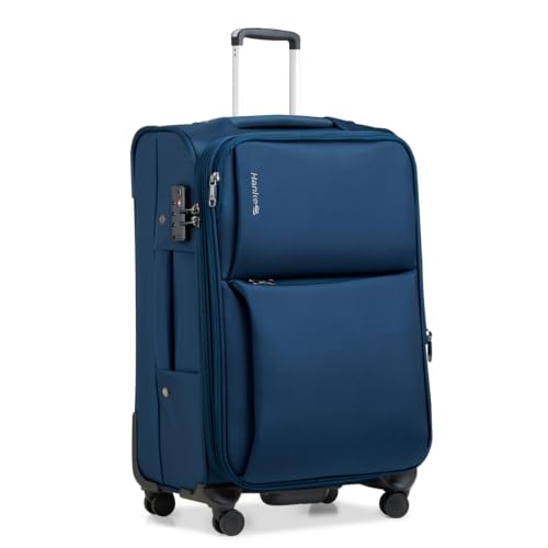 Hanke Large Checked Luggage, 28 Inch Suitcase with Garment Compartment - color: Blue, size: 28 Inch Checked In