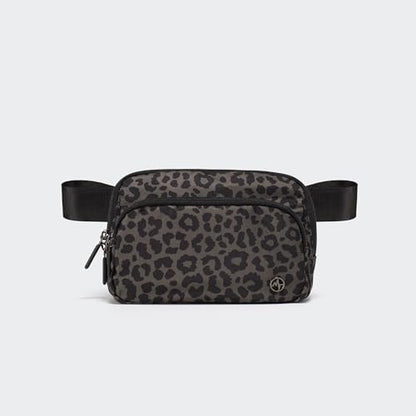 Pander Nylon Crossbody Belt Bag with Excess Strap Keepers, 6-Pocket Adjustable Sling Fanny Pack for Travel and Everyday Carry, Grey Leopard - color: Grey Leopard