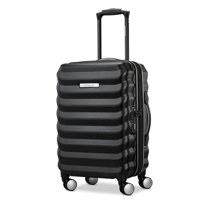 Samsonite Hard-Sided 20 & 24 Inch 2-Piece Lightweight Checked Large Expandable Element Suitcase Set: Durable, 360° Spinner Wheels, Adjustable Telescopic Handle, TSA-Approved Lock - Alpine Black - color: Alpine Black, size: 2-Piece Set (20"/24")