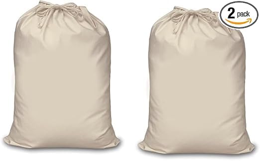 Mayatra's Organic Cotton Laundry Bag Set - Eco-Friendly, 100% Pure Cotton Drawstring Travel Organizer - Large, Foldable & Washable (Pack of 2)