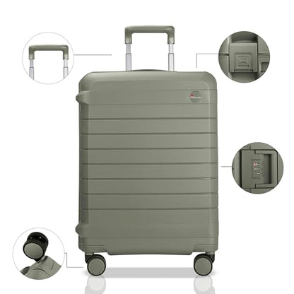 Luggage Sets 2 Piece, 20/28 Inch Hardside Zipperless Durable Suitcases with Spinner Wheels & TSA Lock, Green - color: Green