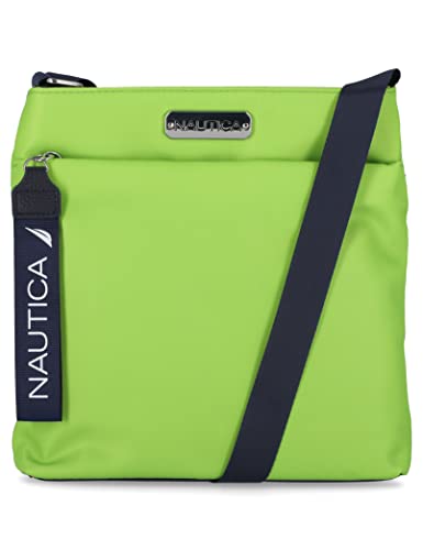 Nautica Diver Nylon Small Women's Crossbody Bag Purse with Adjustable Shoulder Strap - color: Lime