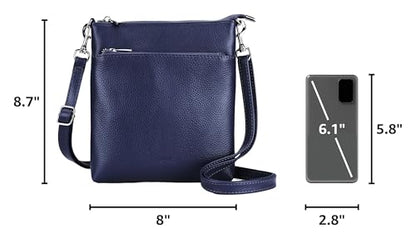 befen Genuine Leather Crossbody Purses for Women Travel Cross Body Bags Lightweight with Adjustable Shoulder Strap | Real Leather, Detachable Shoulder Strap, Lightweight, Adjustable Shoulder Strap, Compact Size, Daily Travel Use, Slim - color: A01-navy Bl