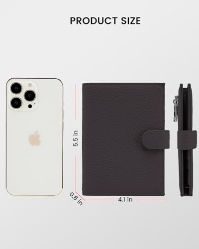 Karmiir RFID Passport Holder Travel Wallet for Women, Leather Passport Cover with Card Holders SIM Slots, Zippered Coins Pocket and Cash Slot Slim Compact Travel Wallet (Coffee) - color: Coffee