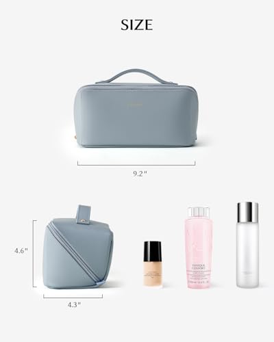 EACHY Travel Makeup Bag for Women, Flat Open Cosmetic Bag, Blue, Medium - color: A - Blue, size: Medium