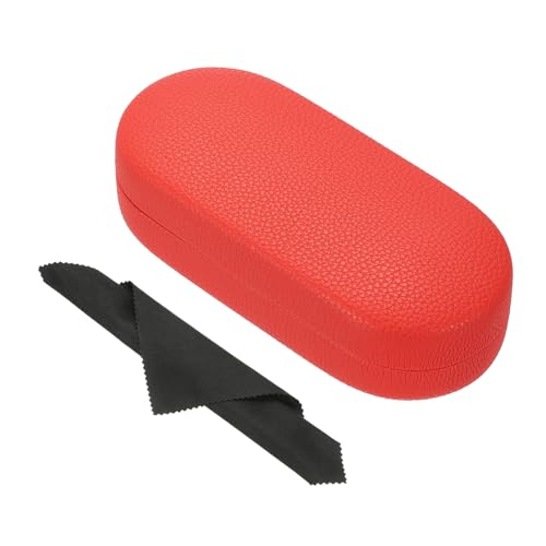 PATIKIL Hard Shell Eyeglasses Case, PU Leather Large Glasses Case Litchi Grain Protective Sunglasses Organizer for Women Men - color: Red