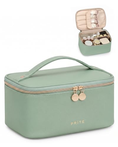 Prite Makeup Bag Travel Cosmetic Case, Women Toiletry Bag Organizer, Green - color: Green