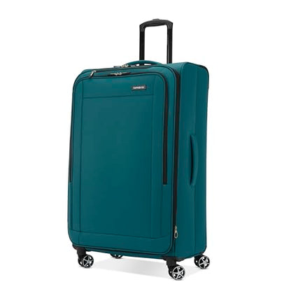 Samsonite Saire LTE Softside Expandable Luggage with Spinner Wheels, Pine Green, Large Checked Suitcase - color: Pine Green, size: Checked-Large Spinner