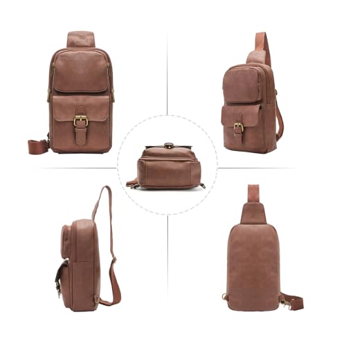 Sling Bag for Men and Women, Dark Brown - color: Dark Brown