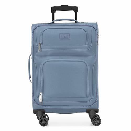 U.S. Traveler Rio Lightweight Softside Rolling Carry-on Suitcase, 4-Wheel Single, Light Blue - color: Light Blue, size: 22"