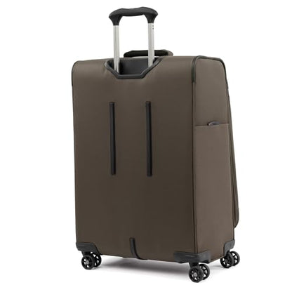 Travelpro Tourlite Softside 25" Expandable Luggage with 4 Spinner Wheels, Lightweight Suitcase, Checked Medium, Espresso Brown - color: Espresso, size: Checked-Medium 25-Inch