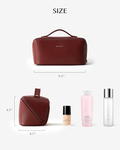 EACHY Travel Makeup Bag for Women, Flat Open Cosmetic Bag, Red, Medium - color: A - Red, size: Medium