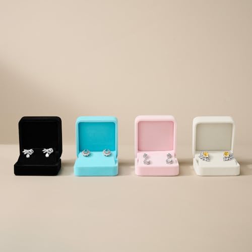 Black Velvet Hinged Earring Gift Box - color: Black