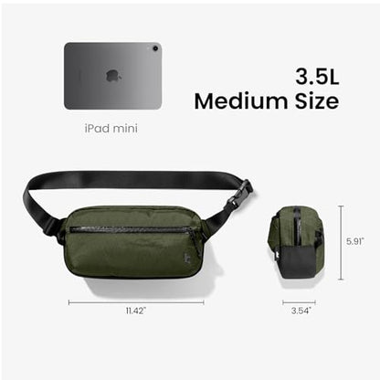 tomtoc 3.5L X-Pac Sling Bag with RFID Blocking Crossbody Pack for Men Women - color: X-Pac Olive, size: 3.5L