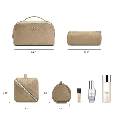 BOYATU Travel Makeup Bag Cosmetic Bags for Women: 3 Pcs Set Make up Bag - color: L12 Apricot