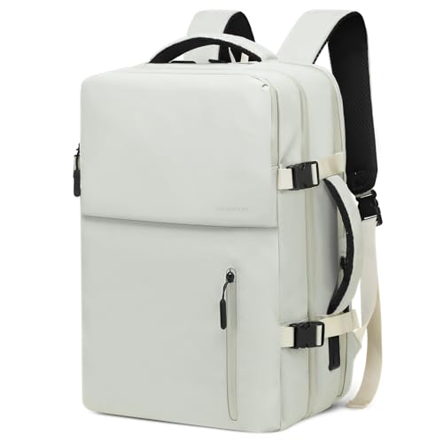 30L Lay Flat Travel Backpack for 16 Inch Laptop Carry On Beige - color: Beige