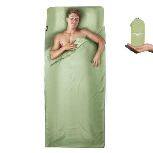 Frelaxy Sleeping Bag Liner, XL Travel Sheet for Camping, Hotels and Hostels - color: Light Green - No Zipper
