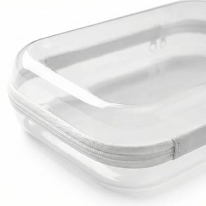 Clear Hard Shell Travel Case with Zipper, Portable Plastic Organizing Pouch, Black Trim, Transparent Storage Container (White) - color: White