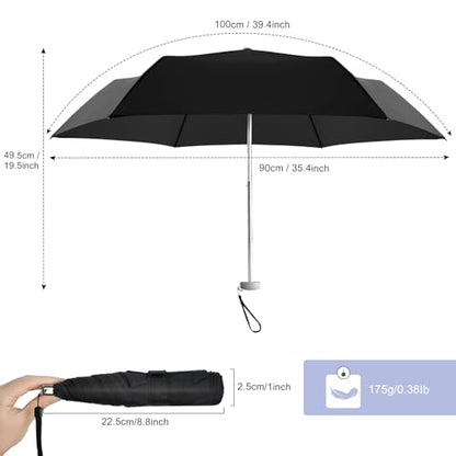 Travel Umbrella Compact Small Folding Windproof Lightweight for Women - color: 01.Black