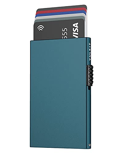 VULKIT Minimalist Credit Card Holder Pop Up Cards RFID Protection Slim Metal Wallet - color: Emerald Green