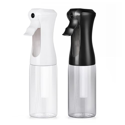 VIGOR PATH 200ml Continuous Mist Spray Bottle for Hair Plants and Skin Care - color: Black & White - 2 pack