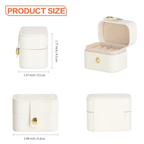 KUKUVR Small Travel Jewelry Ring Stud Earring Box (White) - color: White