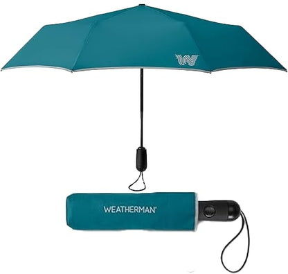 Weatherman Premium Small Compact Mini Umbrella for Travel - color: Deep Ocean Blue