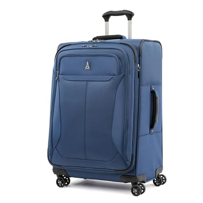 Travelpro Tourlite Softside 25" Expandable Luggage with 4 Spinner Wheels, Lightweight Suitcase, Checked Medium, Blue - color: Blue, size: Checked-Medium 25-Inch