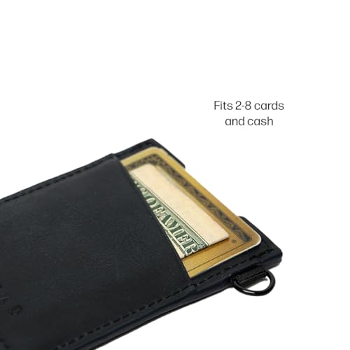 Thread Wallets Ultra Slim Wallet Vertical Leather Card Sleeve Wallet Thin Card Holder Minimalist Card Holder Wallets RFID Secure Black - color: Black