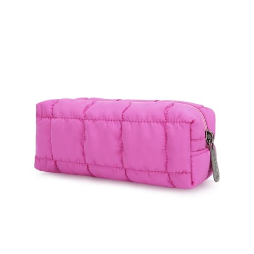 E-Tree Quilted Pencil Case,Makeup Brush Bag,Toiletry Pouch,Hot Pink - color: Hot Pink