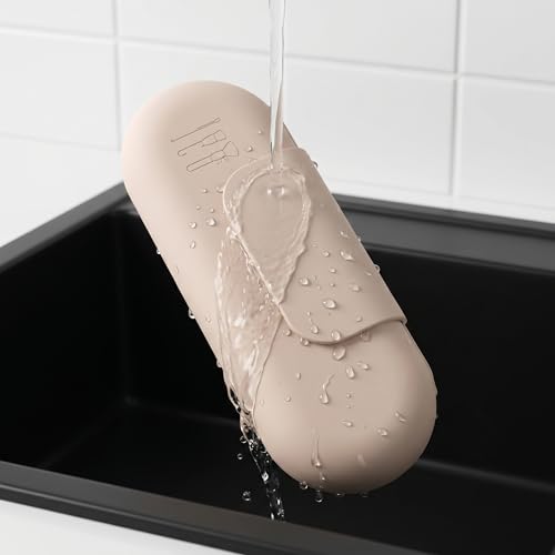 Soft Silicone Travel Makeup Brush Holder(Khaki) - color: Khaki
