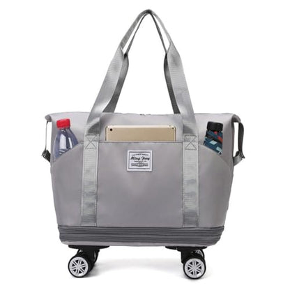 Expandable Rolling Duffle Bag, Travel Tote Bag with wheels, Large Waterproof Carry On Overnight Bag Hospital Bag Weekender with Spinners & Wet Pocket Deep Grey - color: Grey