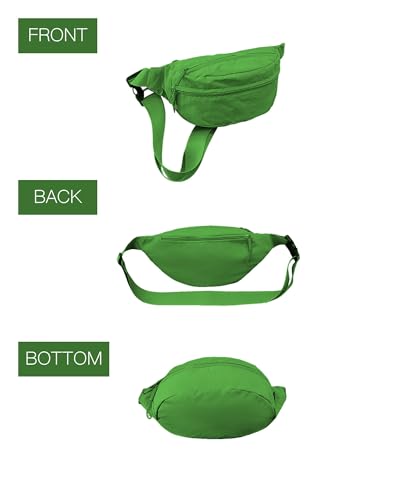 Fanny Pack Belt Bag, Water-Resistant Nylon Crossbody with Adjustable Strap - color: Green