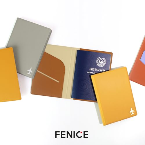 Fenice Plane Passport Holder with Card Slot Boarding Pass Pocket, RFID Blocking, Waterproof PU Leather, 7 Color Options (YELLOW) - color: YELLOW