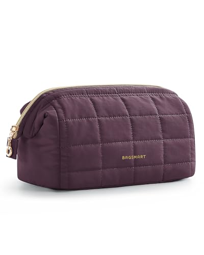 BAGSMART Makeup Bag Travel Toiletry Bag, Zipper Pouch, Burgundy Red - color: 21-Burgundy Red