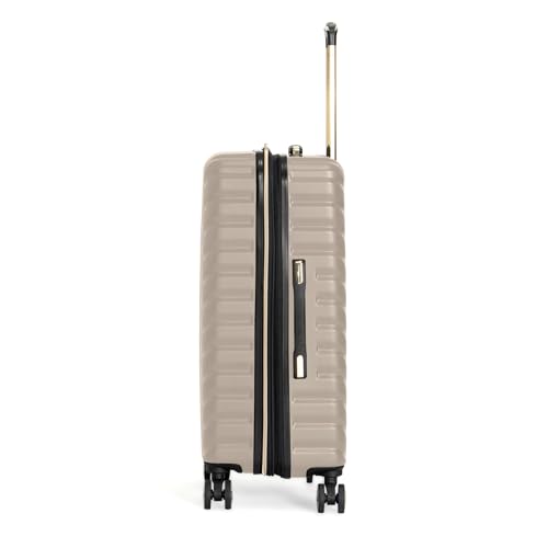 Kenneth Cole REACTION Madison Square Lightweight Hardside Chevron Expandable Spinner Luggage, Taupe, 24-Inch Checked - color: Taupe, size: 24-Inch Checked