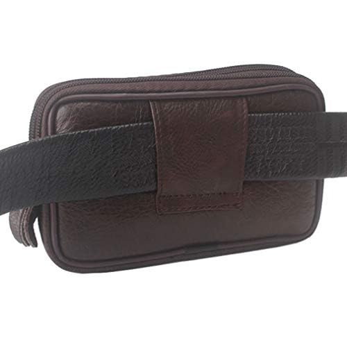 Leather Phone Belt Bag Holster Pouch for Men Loop Flip Coin Purse Case Cell Phone Waist Pack Pouch Case - color: #07coffee