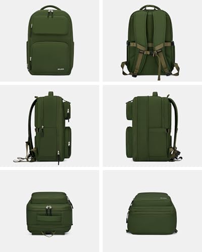 MILADA Travel Backpack, Expandable Carry On Backpack 28L-39L, Green - color: Green