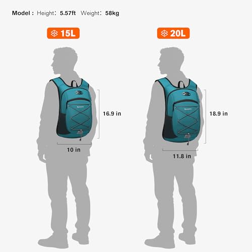 Ultra-Light Soft Hiking Daypack With Cushioned Breathable Back Panel - color: Green, size: 15L