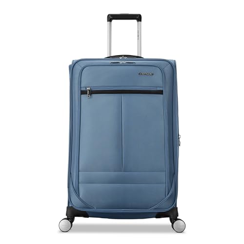 Samsonite Soft-Sided 25-Inch Lightweight Medium Checked Expandable Element Suitcase: Durable, 360° Spinner Wheels, Adjustable Telescopic Handle, 2 Front & 1 Side Pocket- Captains Blue - color: Captains Blue, size: 25-Inch Checked-Medium