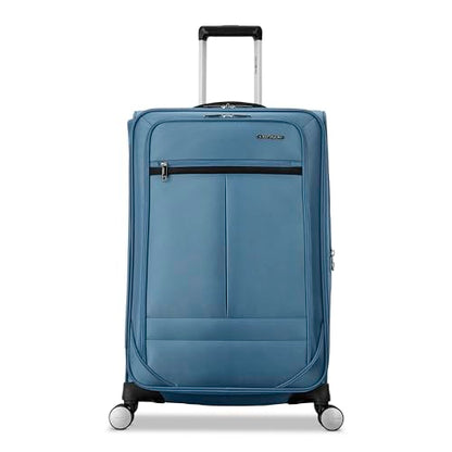 Samsonite Soft-Sided 25-Inch Lightweight Medium Checked Expandable Element Suitcase: Durable, 360° Spinner Wheels, Adjustable Telescopic Handle, 2 Front & 1 Side Pocket- Captains Blue - color: Captains Blue, size: 25-Inch Checked-Medium