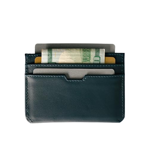 Vaultskin MOORGATE Slim Top-Grain Leather Credit Card Holder, RFID Wallet - color: Midnight Navy
