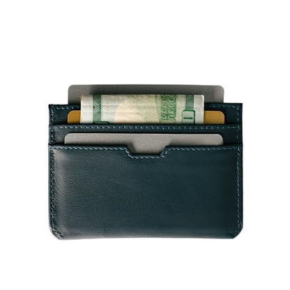 Vaultskin MOORGATE Slim Top-Grain Leather Credit Card Holder, RFID Wallet - color: Midnight Navy