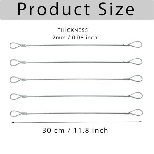 10 Pack Luggage Lock Safety Cable, Stainless Steel Cable with Loops - size: 10 Pieces