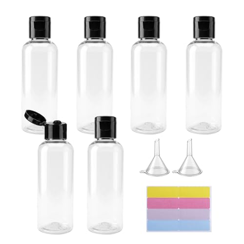 6 Pcs 3.4oz/100ml Travel Size Bottles for Toiletries, Black Lid - color: Black Lid, size: 100ml