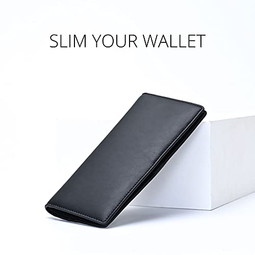 Alldaily Ultra Slim Thin Women Wallet RFID Blocking Credit Card Holder Bifold Long Ladies Billfold (Black) - color: Black