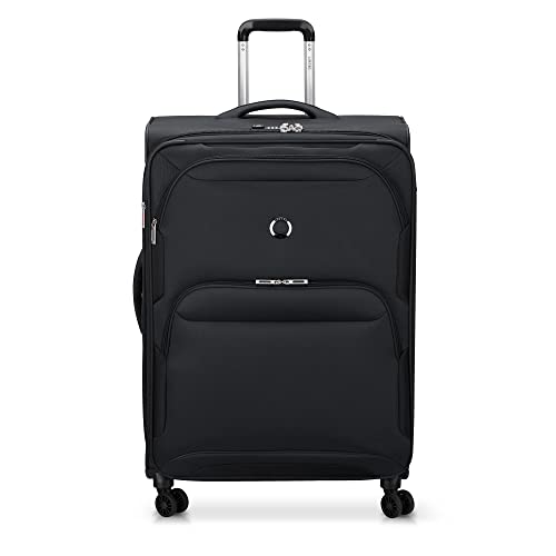 DELSEY PARIS Sky Max 2.0 Softside Expandable Luggage with Spinner Wheels, Black, Checked-Large, 28 Inch - color: Black, size: Checked-Large, 28 Inch