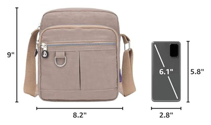 Casual Nylon Purse Handbag Crossbody Bag Waterproof Shoulder Bag for Women - color: Beige Small